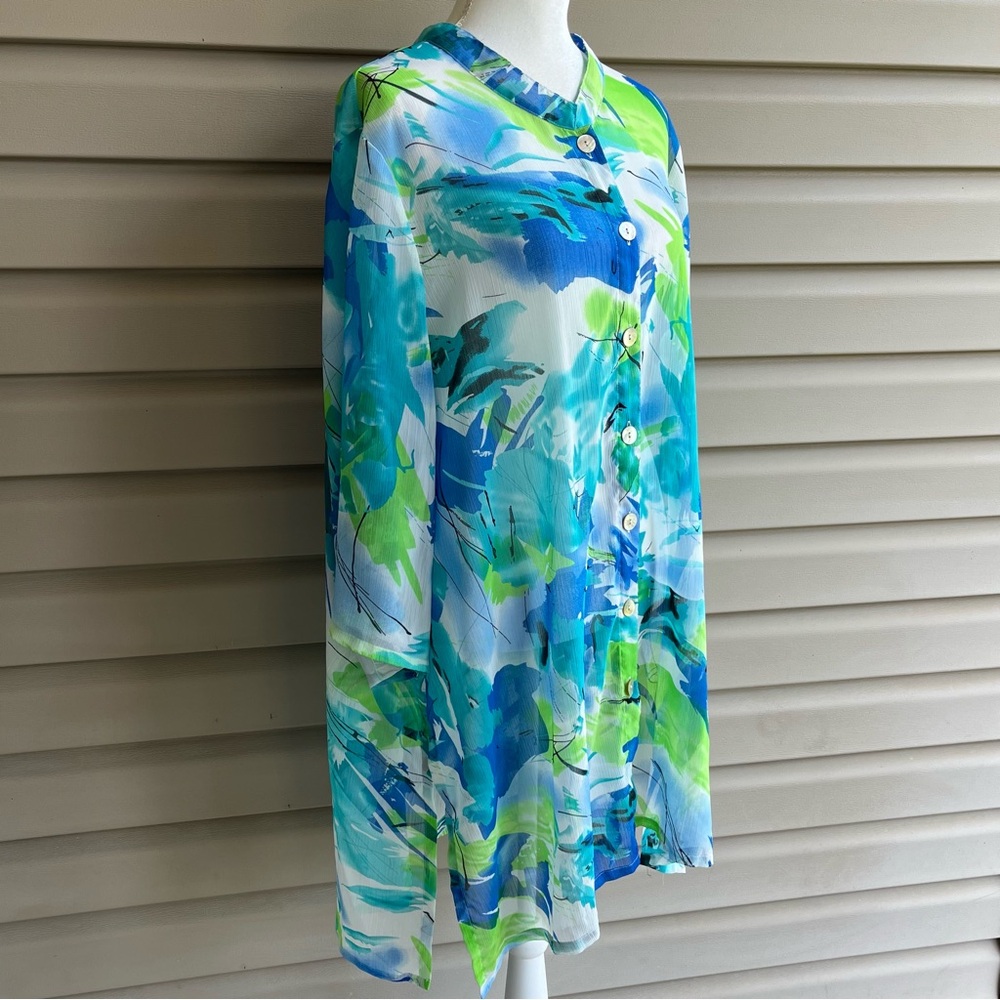 •Ulla Popken• Sheer Button-Down Tunic Top - Size 24/26 - Picture 4 of 7